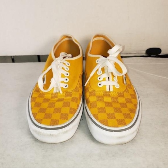 Vans Authentic People Powered Checkerboard Yellow Orange Tiger Print Men’s 7.5 - Picture 3 of 7